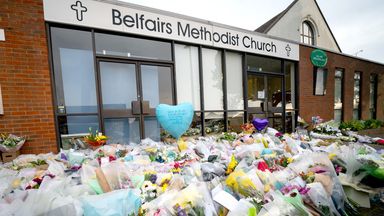 Flowers and tributes at the scene near Belfairs Methodist Church in Eastwood Road North, Leigh-on-Sea, Essex, where Conservative MP Sir David Amess died after he was stabbed several times at a constituency surgery on Friday. Picture date: Monday October 18, 2021.